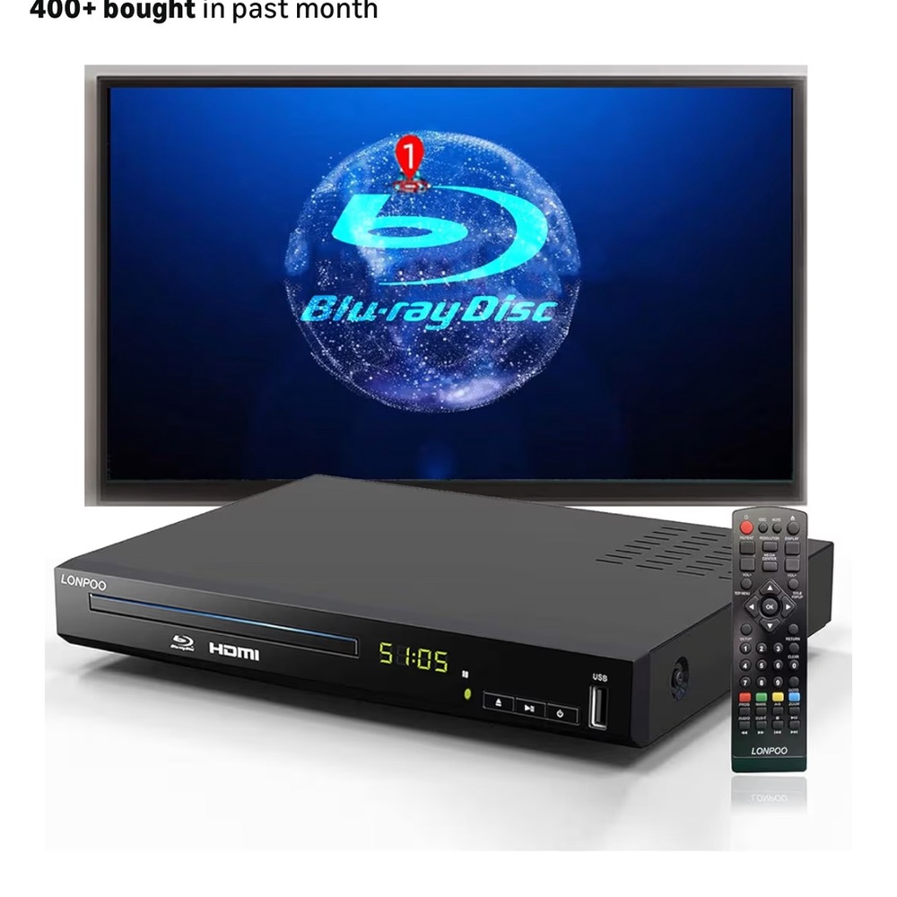 Black Blu-ray Disc Player with Remote